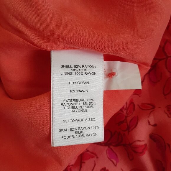 Vineyard Vines Women's Size L Coral Pink Helenium Floral Silk Blend Tunic Dress - Picture 8 of 13